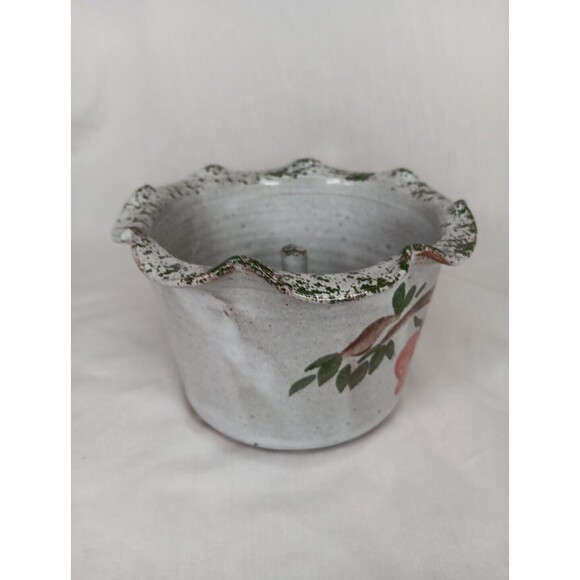 Owens Pottery Apple Cooking Bowl Gray Green Stamped Seagrove NC - Picture 5 of 8